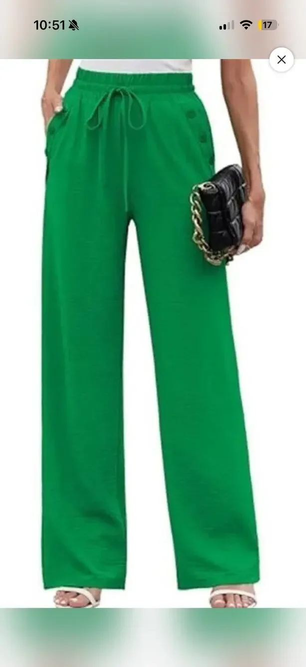 Zara linen green pants with pockets Straight leg and flowey  Size small
